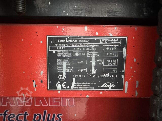 L 16 * DEMO !! Atex Proplan EX 3G / Zone 2 * Triplex FFL !! NEUE Batterie !! LINDE L 16 * DEMO !! Atex Proplan EX 3G / Zone 2 * Triplex FFL !! NEW battery !!