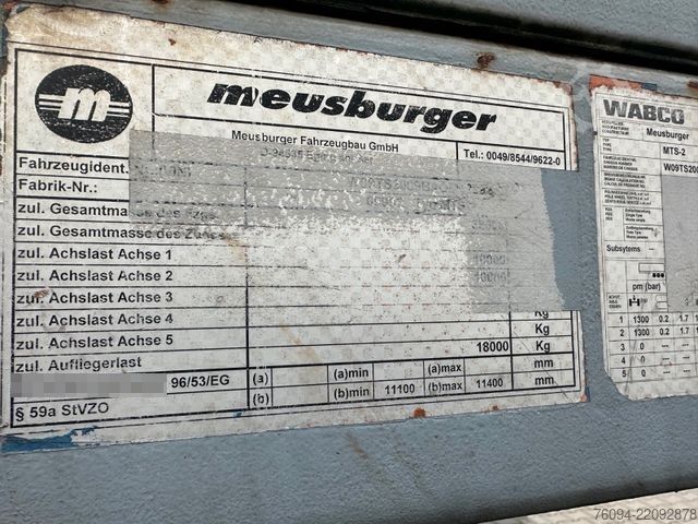 Low loader semitrailer MEUSBURGER MTS-2 Tieflader RADMULDEN
