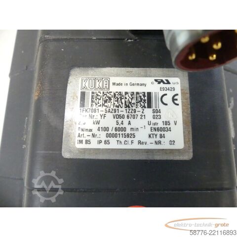 Control unit KUKA 1FK7081-5AZ91-1ZZ9-Z S04 Servomotor SN: YFVD50670721023