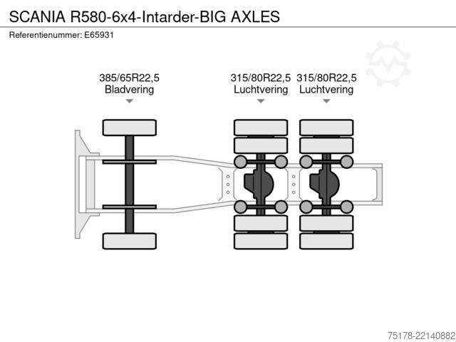 Standard tractor SCANIA R580-6x4-Intarder-BIG AXLES