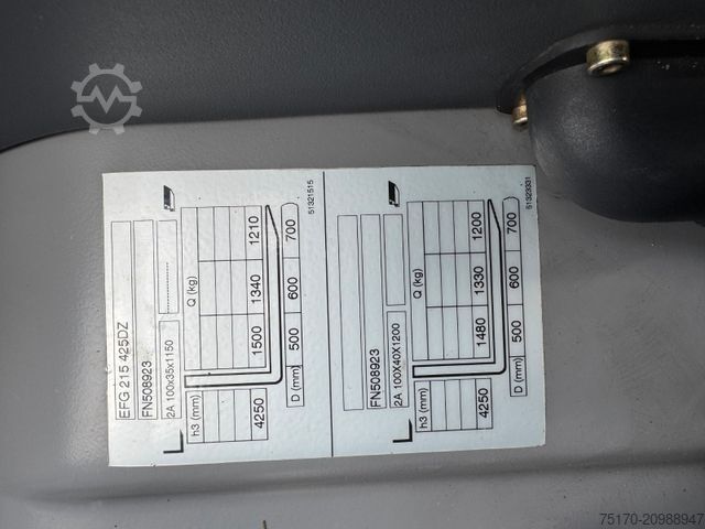 Front loader forklift JUNGHEINRICH EFG 215 / Triplex: 4.25m! / SS / nur 716h!