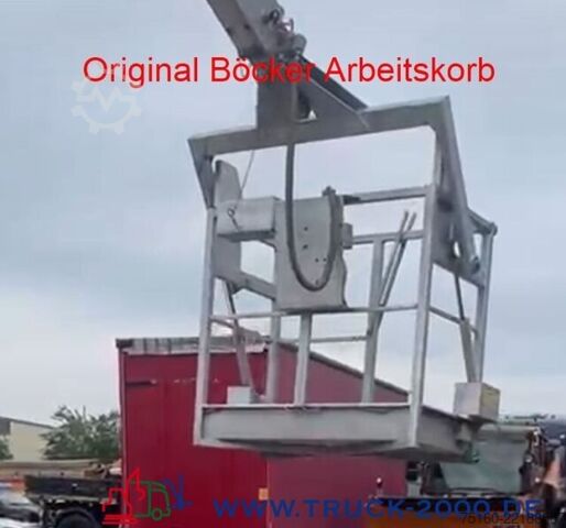 Truck-mounted crane van Mercedes-Benz 814 Böcker Montage- Dachdecker+Arbeitskorb 25 M.