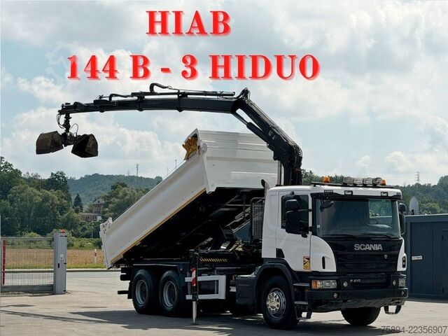 Truck mounted crane SCANIA P 410 Kipper 5,05m * KRAN/FUNK + BORDMATIC *6x4