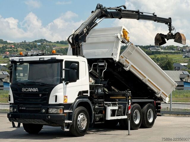 Truck mounted crane SCANIA P 410 Kipper 5,05m * KRAN/FUNK + BORDMATIC *6x4