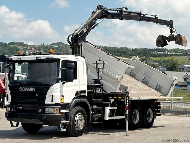 Truck mounted crane SCANIA P 410 Kipper 5,05m * KRAN/FUNK + BORDMATIC *6x4