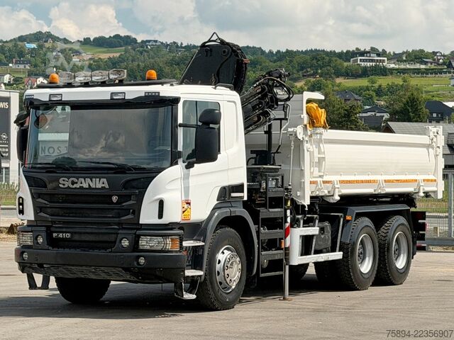 Truck mounted crane SCANIA P 410 Kipper 5,05m * KRAN/FUNK + BORDMATIC *6x4