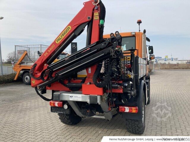 Landmaschine Mercedes-Benz Unimog U 318 m. Ladekran PK 3400