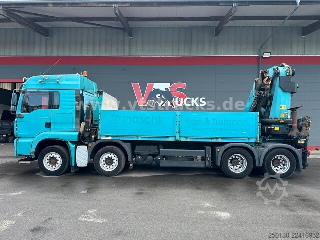 Flatbed truck MAN TGA 35.430 8x4 BL Baustoff PALFINGER 72002 LK