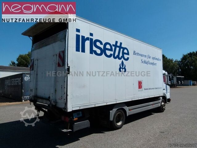 Flatbed truck with tarp MERCEDES-BENZ Atego 817, Alu-Koffer LBW, AHK, DE.
