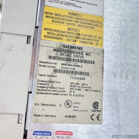 Elektronik / SPS-Steuerungen SIEMENS 6SE7022-7EP50-Z