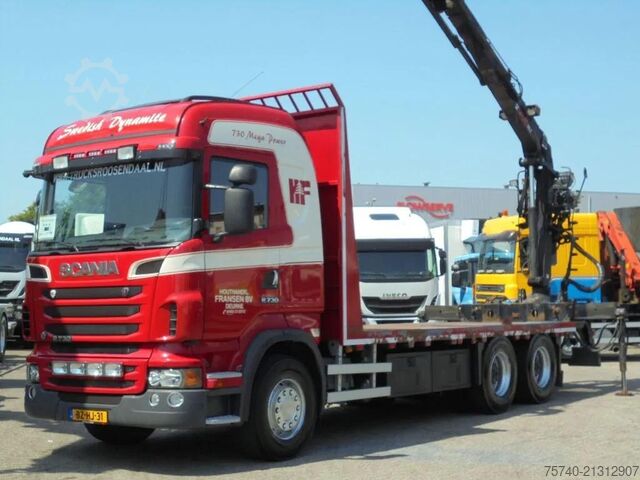 Flatbed Scania R730 V8 + Euro 5 + Loglift 115Z + 6X4