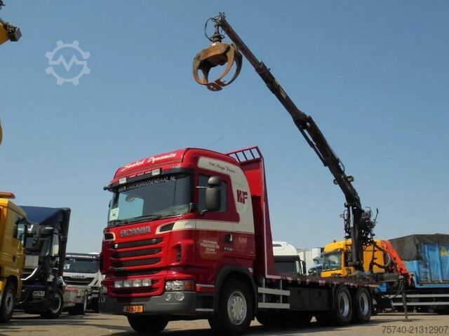 Flatbed Scania R730 V8 + Euro 5 + Loglift 115Z + 6X4