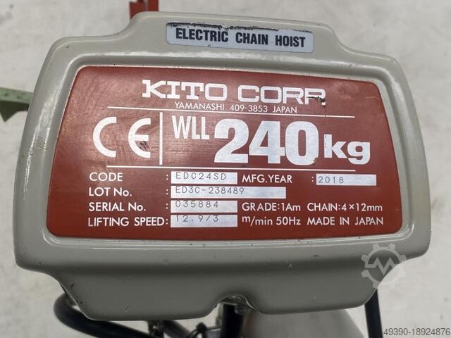 Electric chain hoist, electric chain hoist, electric hoist, crane, Manulift 240 kg, hoist, electric KITO WLL 240 Manulift