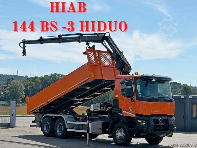 Truck mounted crane RENAULT C 430 *KIPPER 6,45m*HIAB 144 BS-3 HIDUO/FUNK*6x4