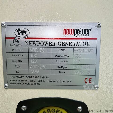 135kVA New Emergency Diesel Generator Newpower Generator Stromaggregat NWR150 Notstrmaggregat Diesel Generator