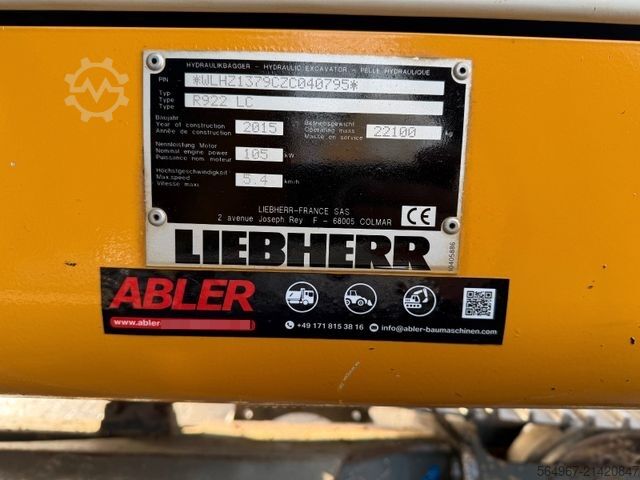 Chain excavator LIEBHERR Liebherr R922 LC OQ70/55 SW ZSA Klima