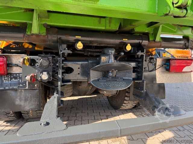 Three-sided tipper truck SCANIA G450 Kipper Kran Atlas 206.3E AHK Bordmatic FUNK