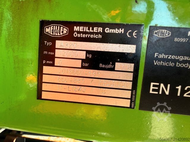 Three-sided tipper truck SCANIA G450 Kipper Kran Atlas 206.3E AHK Bordmatic FUNK