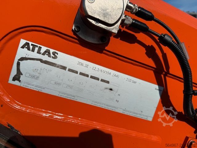 Three-sided tipper truck SCANIA G450 Kipper Kran Atlas 206.3E AHK Bordmatic FUNK