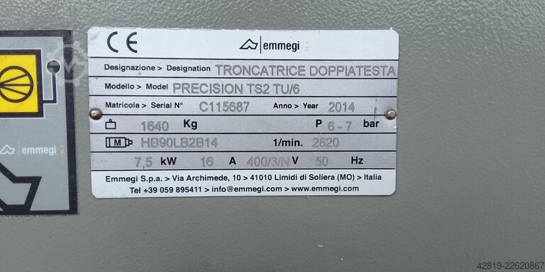 CNC Doppelgehrungssäge Emmegi PRECISION TS TU/6