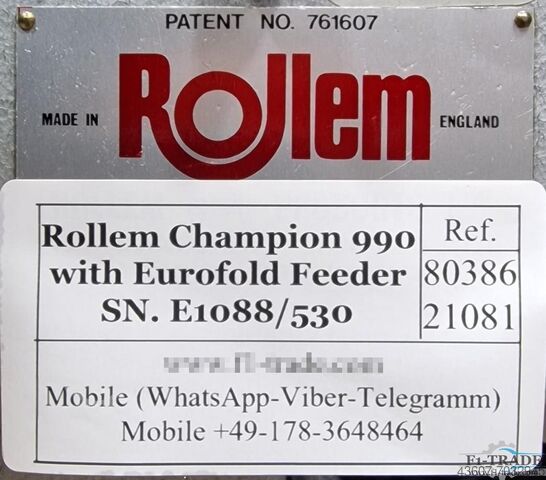 Perforation - Scoring - Slitting System Champion Rollem 990