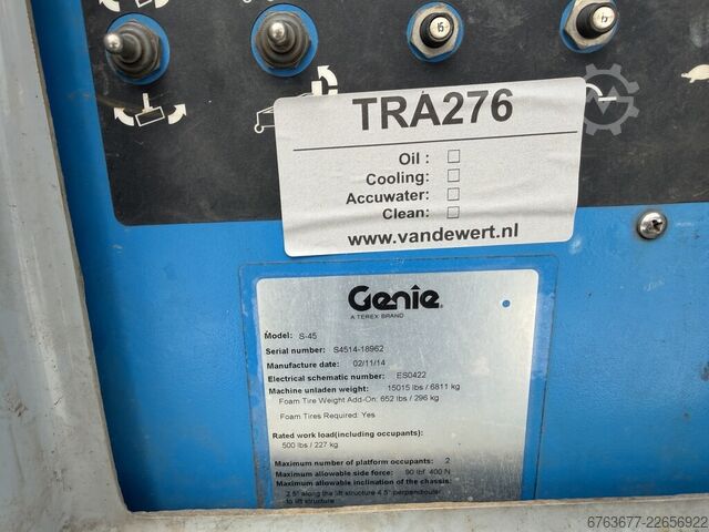 GENIE S-45 Telescopic Boom Lift / Aerial Work Platform, 4x4, DEUTZ DIESEL, 5,532 hours, 15.7m Workin GENIE S-45 Telescoop hoogwerker / boomlift  4x4 DEUTZ DIESEL 5532uur 15,7M Werkhoogte 2014