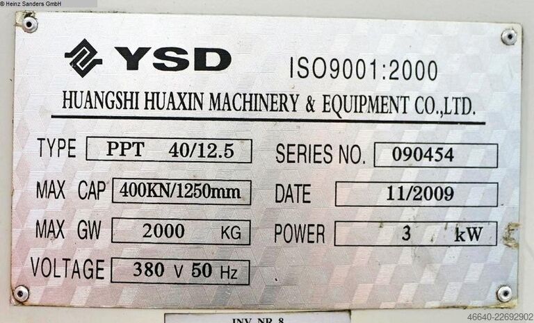 Abkantpresse - hydraulisch YSD (LVD) PPT 40/12.5
