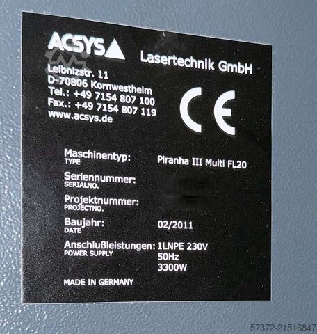 Laserbeschriftungsanlage Acsys Piranha III Multi FL20