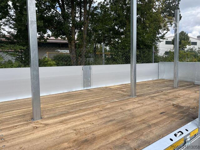 Open trailer Möslein THT 11- G 6,2  Tandem Pritsche- Tieflader mit Rungentaschen