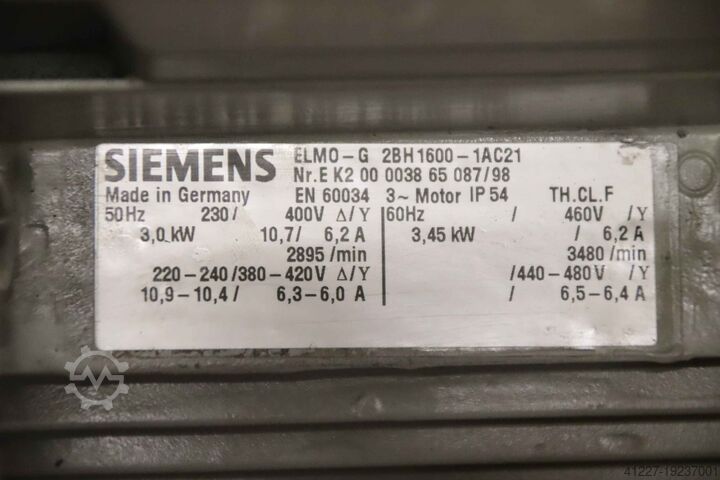 Side channel blower 3.0 kW Siemens Elmo-G 2BH1600-1AC21