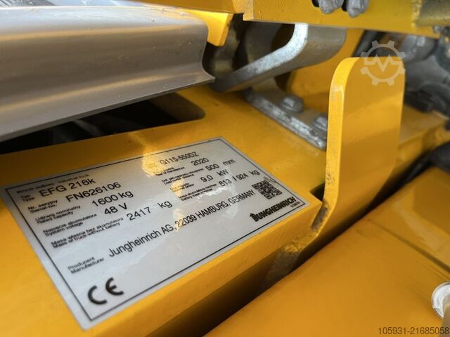 Elektro 3 Rad-Stapler Jungheinrich EFG216k