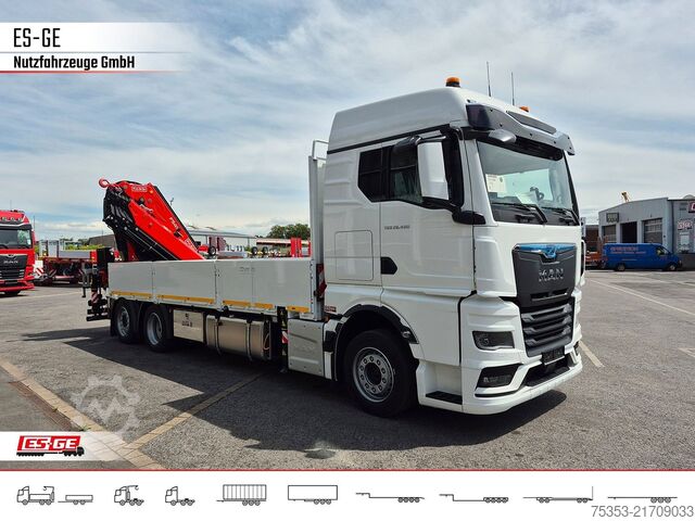 Flatbed truck MAN TGX 26.480 6x2-4 LL CH mit Fassi F545RA.2.26