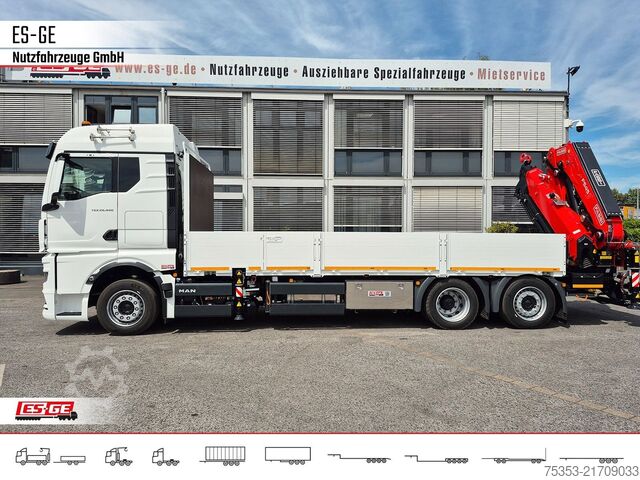 Flatbed truck MAN TGX 26.480 6x2-4 LL CH mit Fassi F545RA.2.26