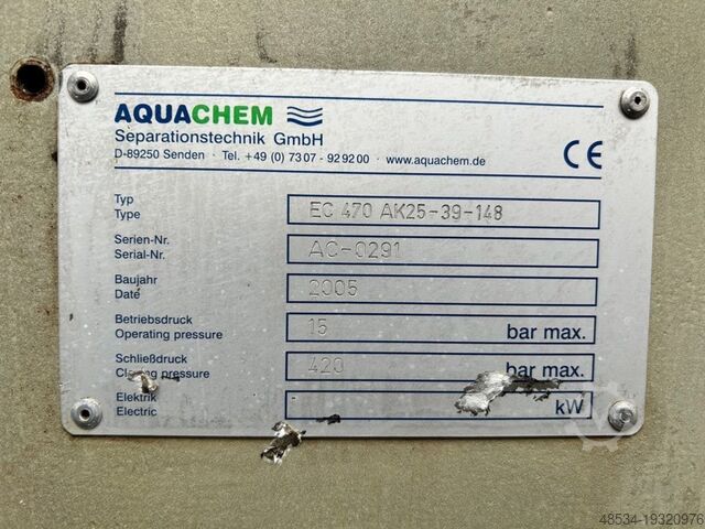 Chamber filter press Kammerfilterpresse Aquachem EC470