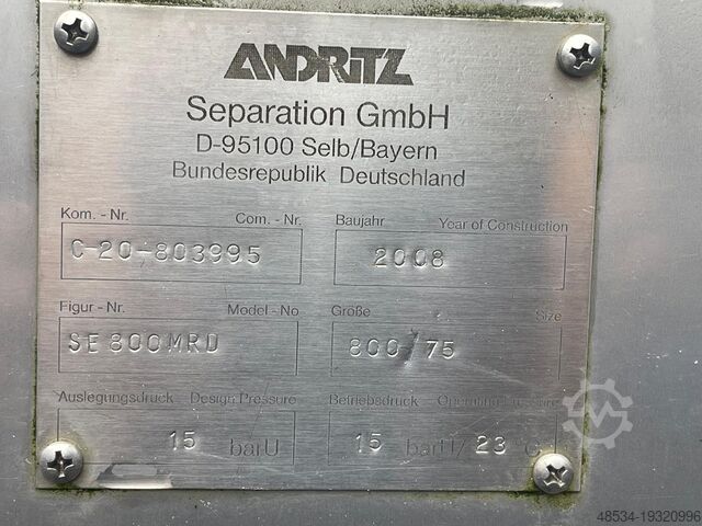 Kammerfilterpresse Andritz Membranfilterpresse 800