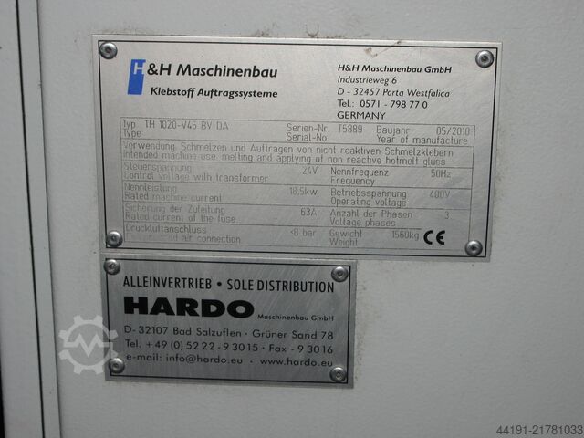 Glue application machine Hardo TH 1.020-V46 BV DA Hardo TH 1.020-V46 BV DA