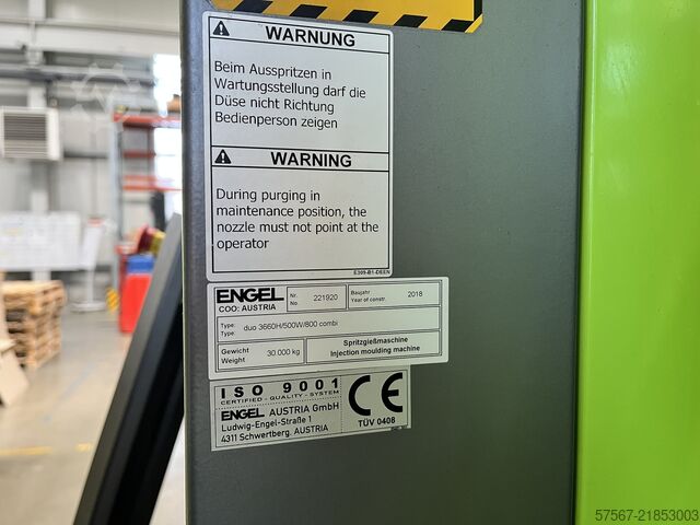 Injection molding machine ENGEL duo 3660 H/500W/800 combi