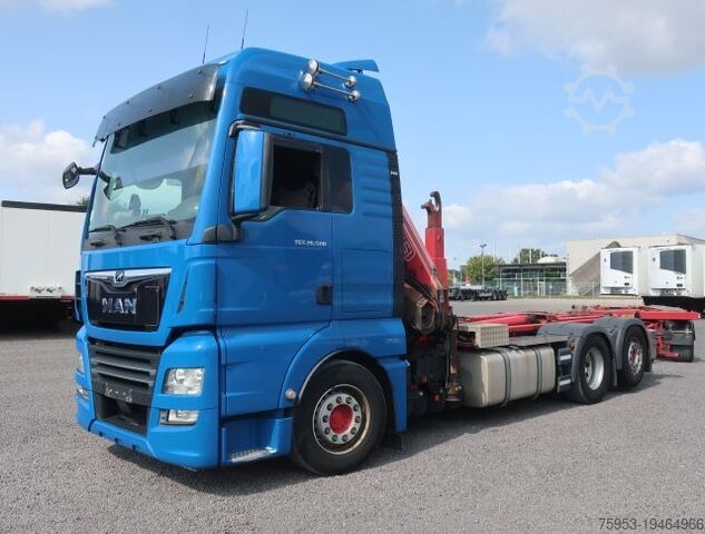 Abrollkipper MAN 26.500 TGX XXL Hyva Lift + Fassi F 130 Kran h. Hau