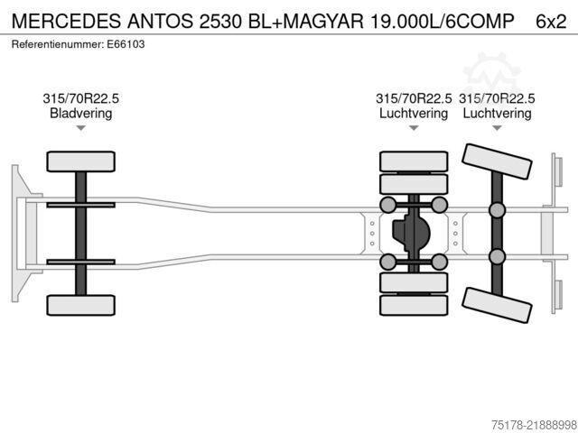 Fuel tanker Mercedes-Benz ANTOS 2530 BL+MAGYAR 19.000L/6COMP