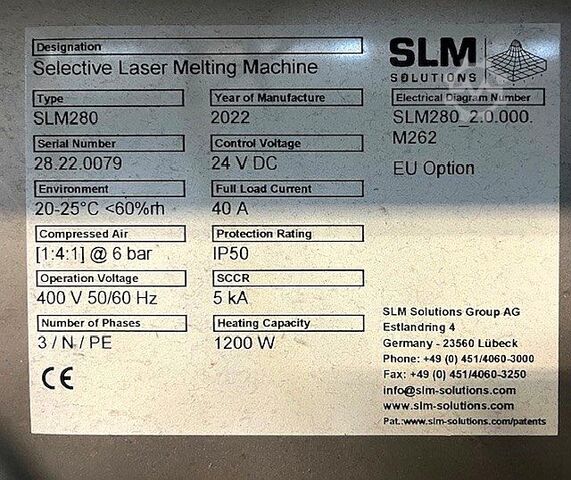 3D metal printer SLM 280 2.0 + PSM 100