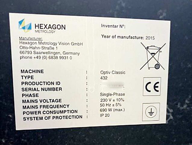 CNC-3D Multi-Sensor Coordinate Measuring Machine Hexagon Optiv Classic 432