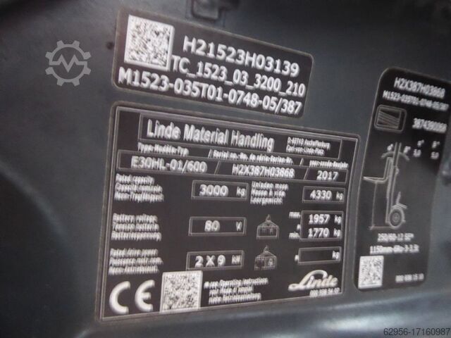 Electric 4-wheel forklift Linde E30HL-01/600