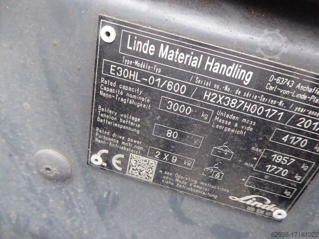 Electric 4-wheel forklift Linde E30HL-01/600