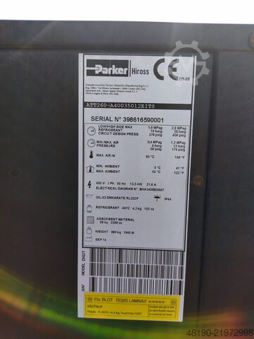 Refrigeration dryer compressed air Parker Hiross ATT260