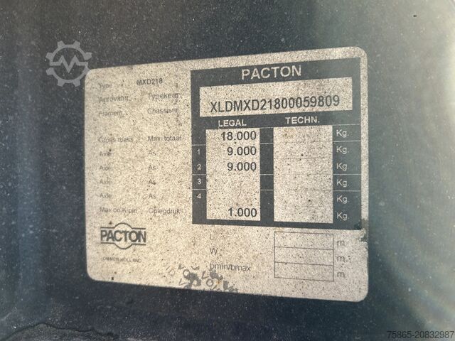 Schiebeplanen Pacton MXD 218 / Curtainside Trailer / BPW Drum / Wipk...