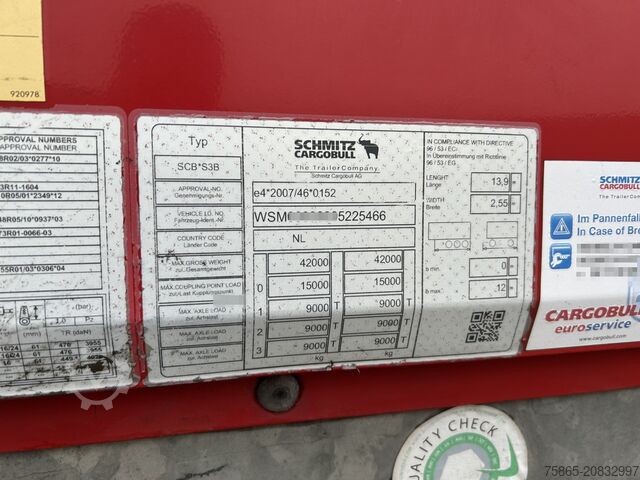 Koffer Schmitz Cargobull SCB S3B / Box / 2x Lift axle / Disk Brakes / AP...