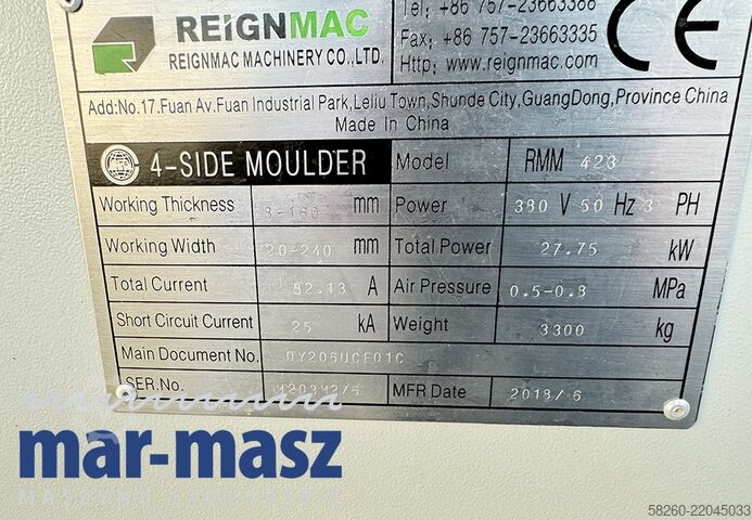 Four Side Planer REIGNMAC RMM423 
