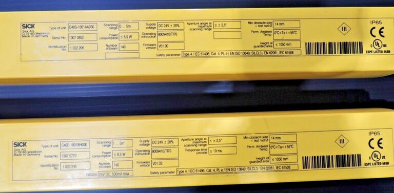 Safety light barrier Sick C40S-1001AA030 + C40E-1001BH030