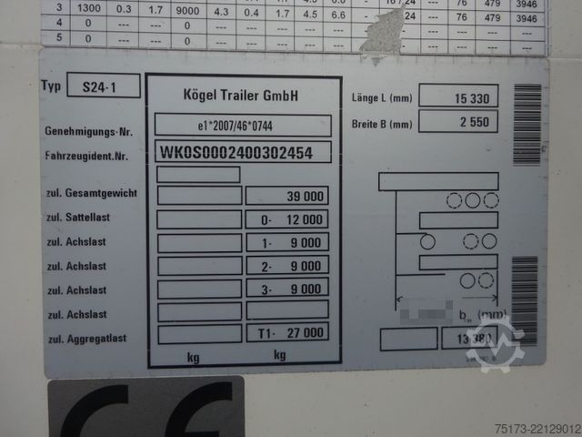 Open semitrailer with tarp KÖGEL Euro Trailer Mega Curtainslider