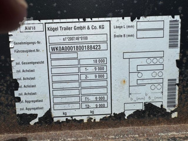 Swap chassis trailer KÖGEL AW18 - 2 Achs Lafette